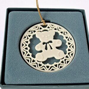 Vintage Lenox China 1985 Yuletide Teddy Bear Christmas Ornament and Original Box